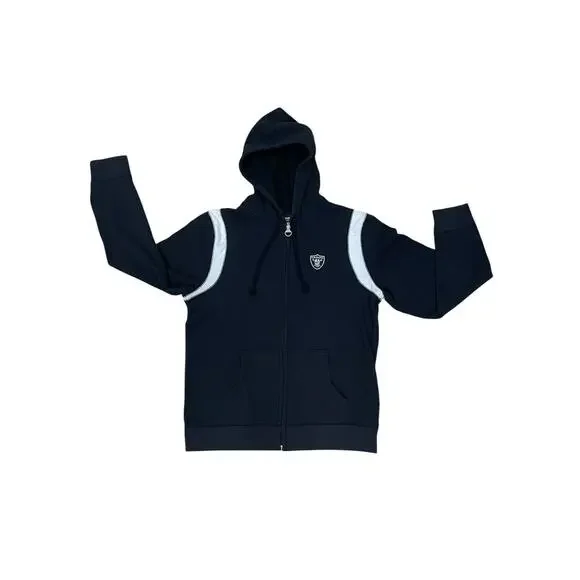 Reebok-Las Vegas Raiders Full Zip Fleece Jacket Silver & Black NFL Women’s Large - Picture 1 of 13